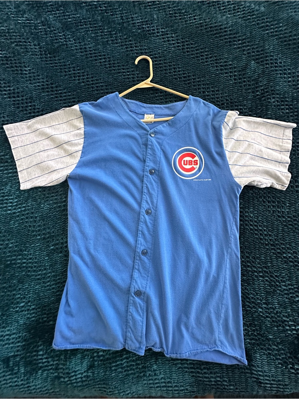 Men’s Vintage Cubs button down jersey tee.